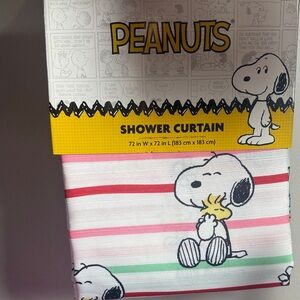 Peanuts Pink, Red & Mint Striped Snoopy Shower Curtain